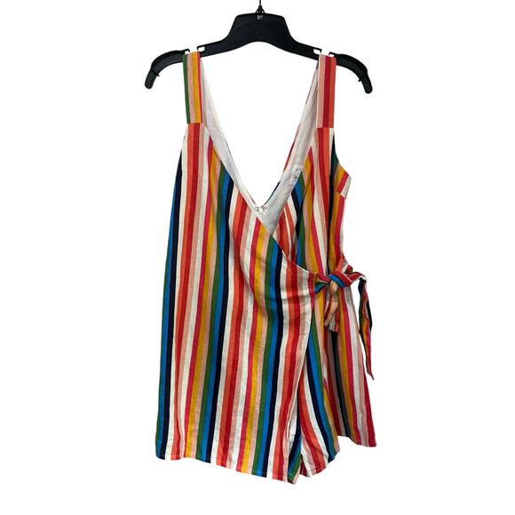 Le Lis Collection Linen Blend Rainbow Colorful Romper Size S - Picture 2 of 9